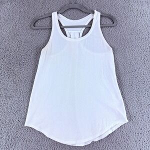 Lululemon Pleated Racerback Tank Top Womens Size‎ 4 ? White Keyhole Back